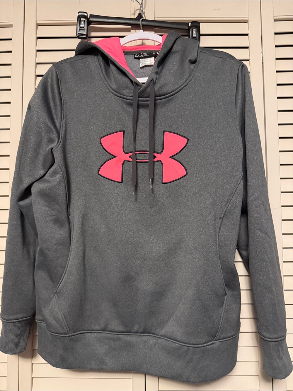 Under Armour Gray Pullover Hoodie with Pink Logo